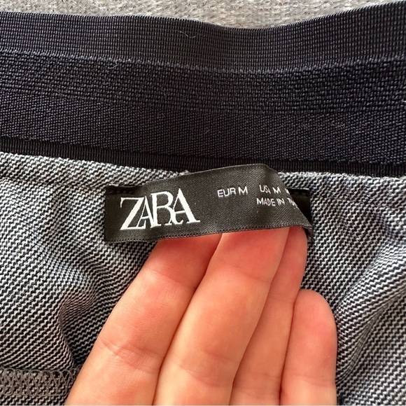 ZARA Blue Pattern Slim Leg Classic Trouser Pants - Picture 7 of 11